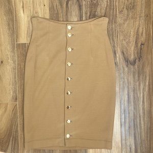49 AV JUNKO SHIMADA gold Button pencil skirt Retro— beige/tan // size 25 in